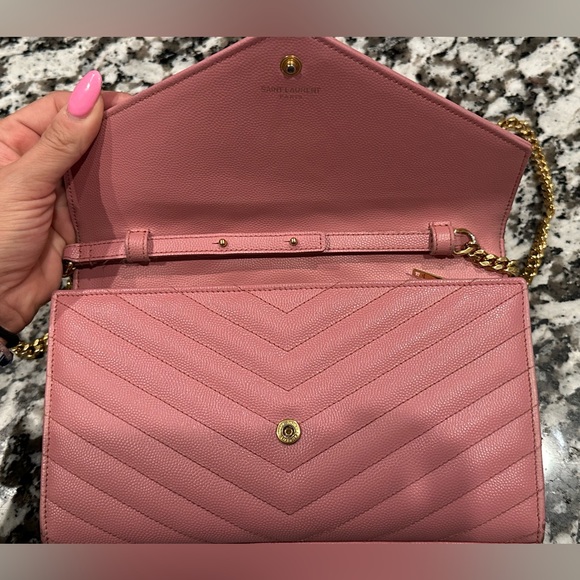 YSL SAINT LAURENT CHAIN WALLET IN GRAIN DE POUDRE - Picture 7 of 14